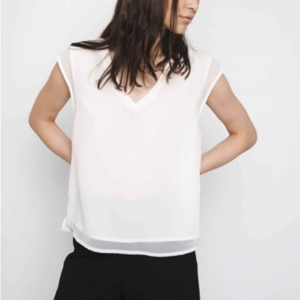 Sheer White Sleeveless Blouse